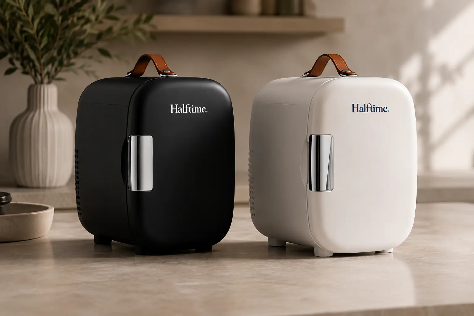The Halftime fridge in black and white finishes